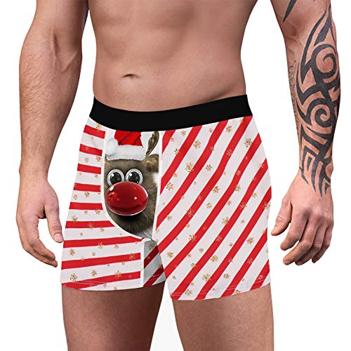 Abafip Men'S Funny 3D Print Christmas Boxers Briefs Holiday Shorts Novelty Underpants Halloween Xmas Gag Gift Summer Underwear Yellow Medium thumb #2