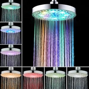 JINYOMFLY Regendouche, douchekop met led, 6 inch douchekop met licht, led-douchekop met kleurverandering, hogedruk hoofddouche, rond, 360 graden verstelbaar, universele G1/2 inch