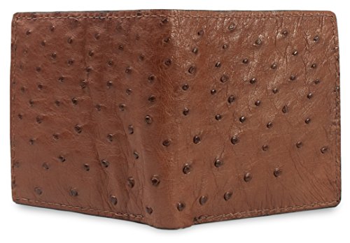 Genuine Brown Ostrich Skin Leather Hipster Wallet Handmade with 12 Card Slots - Image 3