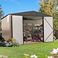 Quictent Heavy Duty 10X10 FT Metal Storage Shed, Lockable Steel Yard Waterproof Tool Shed for Garden, Backyard, Patio, Outside use with Combination Lock(9.5X9.5 FT Base,No Floor)