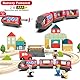 LiRiQi Eisenbahn elektrische lok Holzeisenbahn Zug Kinder, Batteriebetriebener Lokomotivzug, Motorzug kompatibel mit Thomas Brio, Geschenk Spielzeug für Junge Mädchen ab 3 Jahren, Rot