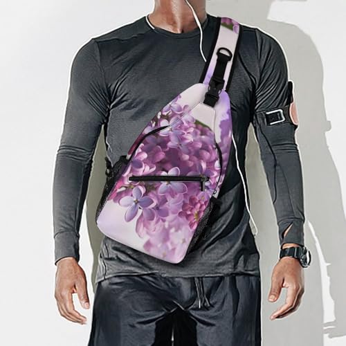 Mochila deportiva Lilac Flowers tipo sling para hombre mujer miniatura 7
