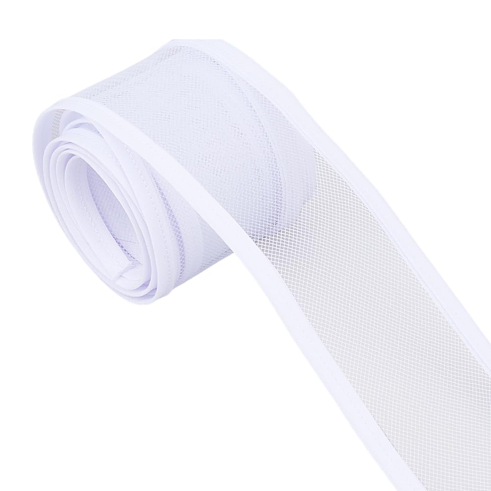 Hobbspring 2.19 Yards White Mesh Ribbons 2.17 Inch Veil Neting Fabrics Decorative Mesh Wreath Supplies Tulle Fabric Rolls for Bride's Headdress Veil Making Crafts Decoration Box Packaging
