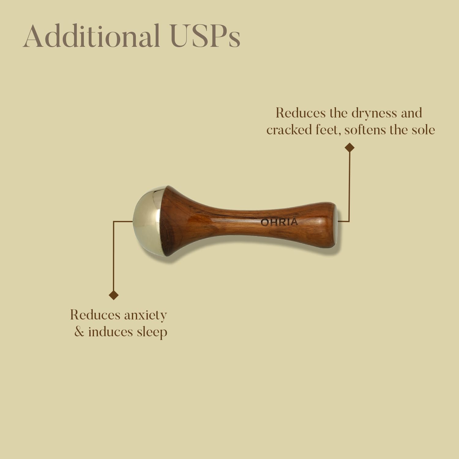 Ohria Ayurveda Kansa Foot Massage Wand | Traditional Ayurvedic Foot Massager with Teakwood Handle & Kansa Cap for Deep Relaxation| Soothes Tired Feet| For blood circulation & Stress Relief - 1 Piece - Image 2 thumbnail
