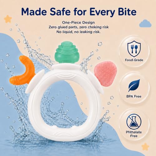 Image of Mee Mee Halo Ring Silicone Baby Teether, BPA Free, Food-Grade Silicone, BIS Certified, Rounded Edges, Freezer & Sterilizer Safe, 4+ Months (White)