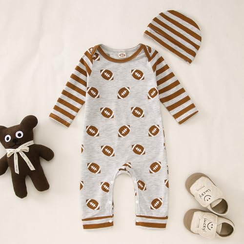 Ritatte Newborn Baby Boy Girl Football Jumpsuit Rugby Stripe Long Sleeve Romper Bodysuit Football Season Playsuit Outfit4