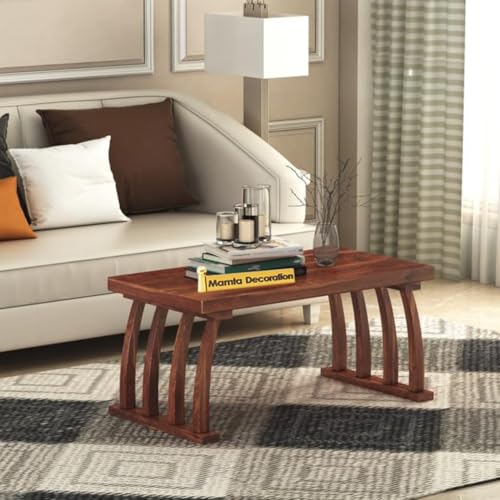 Image of MAMTA DECORATION Solid Sheesham Wood Coffee Table for Living Room | Wooden Center Table for Home, Hall, Office & Lounge | Modern Teapoy /Tea Table | Rectangular Wooden Coffee Table | Honey Finish
