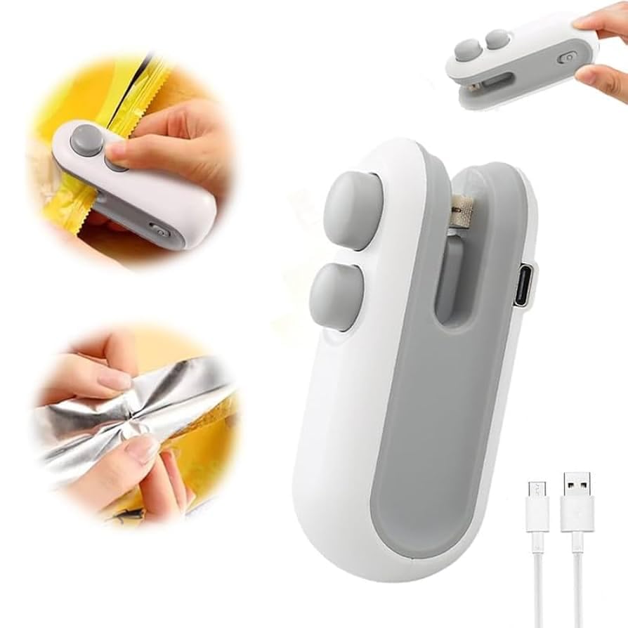 Image of Portable Mini Handheld Bag Sealer for Food Packets & Plastic Bags| USB Rechargeable Sealing Machine for Kitchen, Home & Travel Use