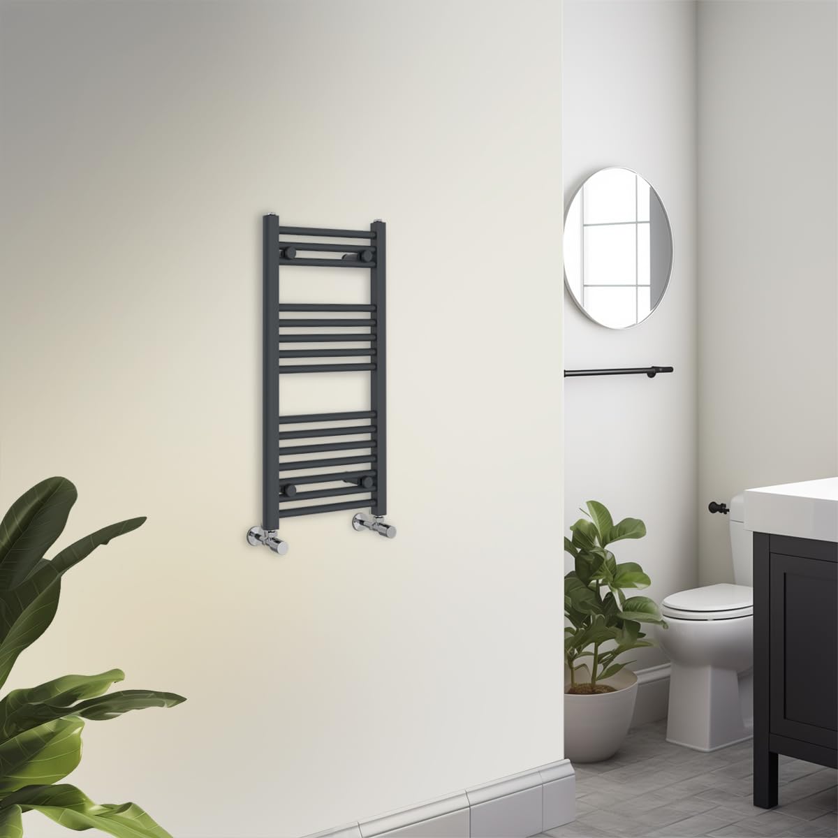 Warmehaus Towel Radiator 800 x 400mm Grey Contemporary Bathroom Towel Rail - Straight