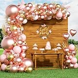 154pcs Rose Gold Balloon Arch Garland Kit, Metallic Rose Gold and Pink Gold White Balloons for Birthday Baby Shower Bachelorette Wedding Bridal Shower Decorations