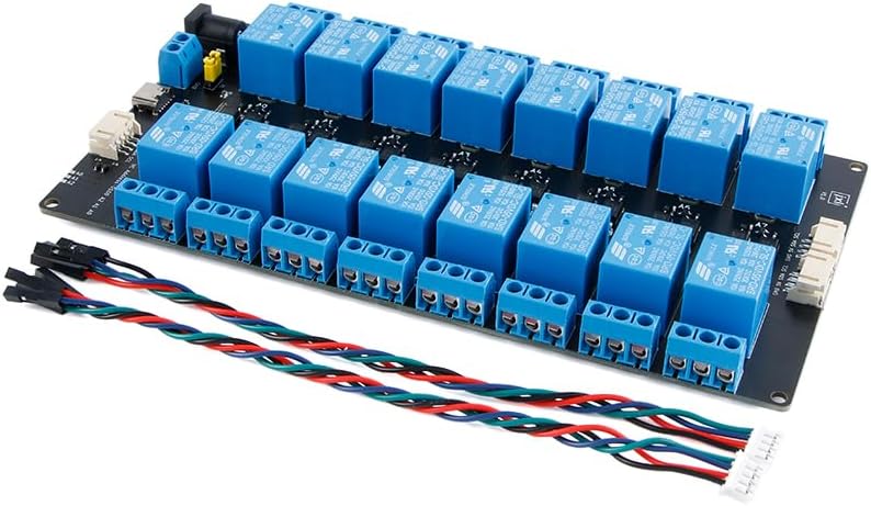 XL9535-K16V5 16-Way Expandable Relay Module 5V Power Supply IIC Communication Optocoupler Isolation
