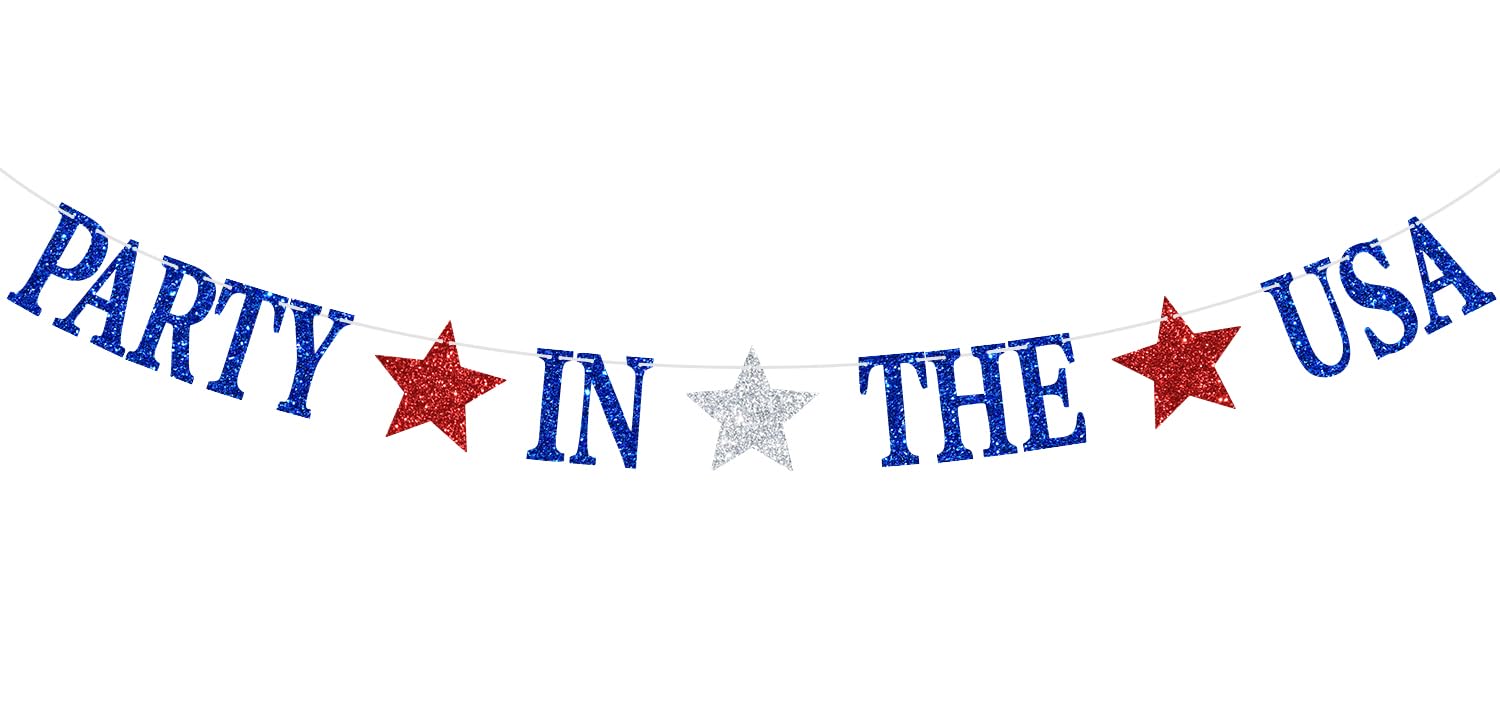 Party in the USA Banner, 4th of July/Indenpence Day, Happy Birthday America, Patriotic American Party/Memorial Day Party Decorations