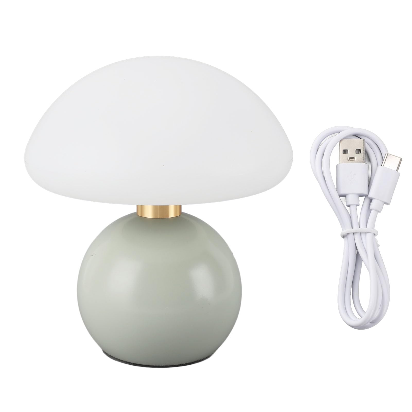 Wakects Lampada a Fungo a LED Lampada da Tavolo in PE e Ferro 3 Temperature di Colore Touch Control Dimmerazione Continua USB C da Comodino Ricaricabile da 2000 MAh per Scrivania da Camera da Letto