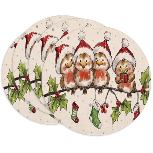 Bseical 4er Set Platzsets Weihnachten, 35cm Tischset Weihnachten Rund,...