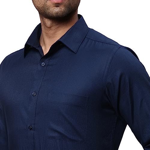Image of Raymond Men's Pure Cotton Solid Pattern Slim Fit Semi Cutaway Collar Full Sleeve Formal Shirt