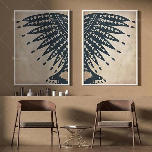 Art populaire affiche bohème oiseau pour décorer un salon chaleureux