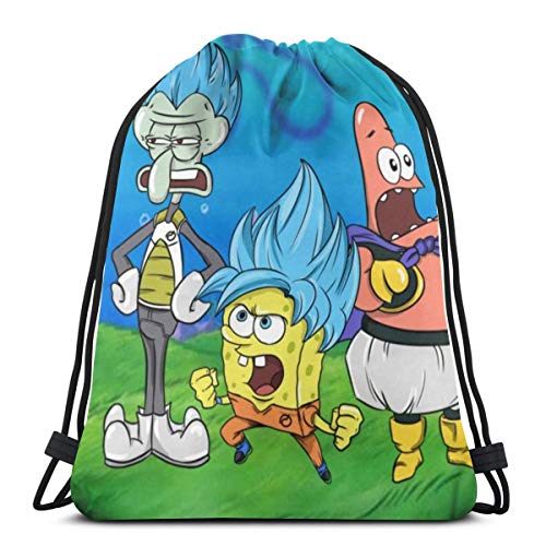 Paller Anime Bob Esponja Dragón Bola Bolsas de Cordón de Gimnasio Deportiva Mochila