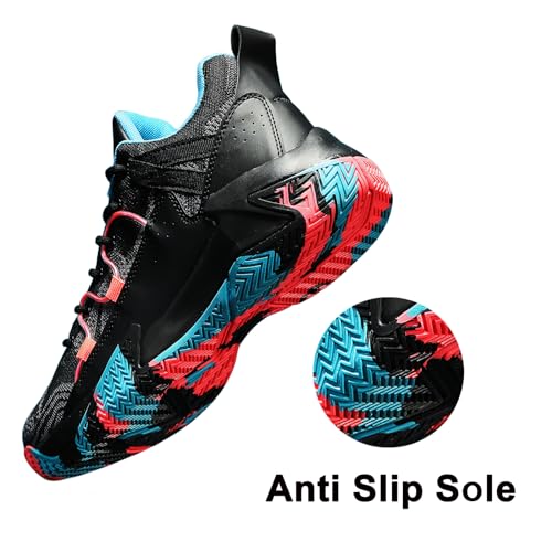 Image of SANEARDE Mens Basketball Shoes High Top Breathable Non Slip Outdoor Sneakers Cushioning Workout Shoes for Fitness