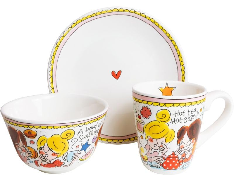 Blond Amsterdam Frühstücks-Geschenkset Pink – 3-teiliges Set mit Teller, Becher und Schale Stil – Perfekt zum Verschenken