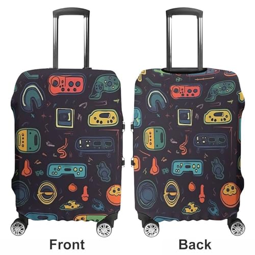Game Video Gaming Pattern Luggage Cover, Washable Elastic Suitcase Cover Protector Fit 18-32 Inch Luggage3