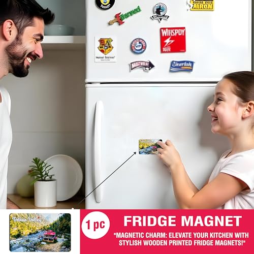 Image of Elegant Fridge Magnet with Themes |Rectangular Size Refrigerator Magnet with Magnetic Rubber Back | Pack of 1, 8.6cm X 5.4cm (Tirthan Valley - Design 2)