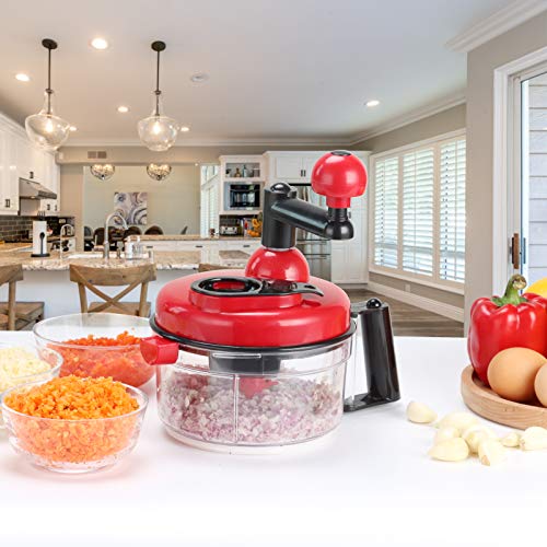 Cambom Manual Food Chopper Vegetable Chopper Hand Food Processor, Mixer, Blender, Whipper, Egg White Separator, Mincer, Grinder, Dicer With Clear Container 1200Ml Bpa Free Strong And Durable #TOP6