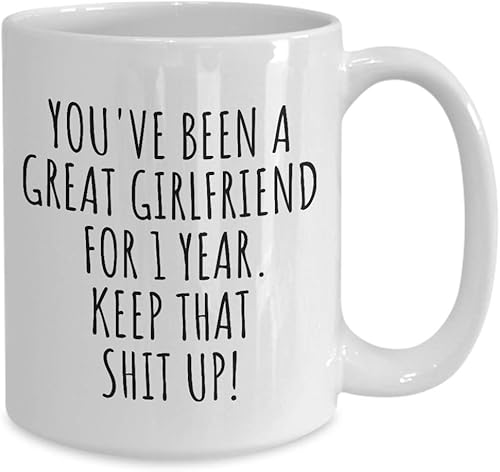 Miniatura 2 de 1 Año Aniversario Novia Taza Regalo Divertido Para Novia Primera Relación De Citas Pareja Juntos Café Taza De Té 15 oz