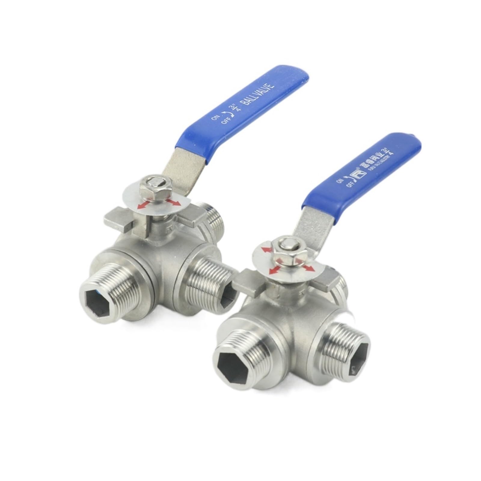 Robinet à bille à trois voies 1/2 en inox 304 type L pour eau et gaz
