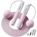 UMAY Weighted Cordless Jump Rope, Adjustable Length Ropes Ropeless with LCD Counter Display for Women Kids, Smart Skipping Rope with Ball for Burn Calories, Home Workouts, Fitness Exercise Training