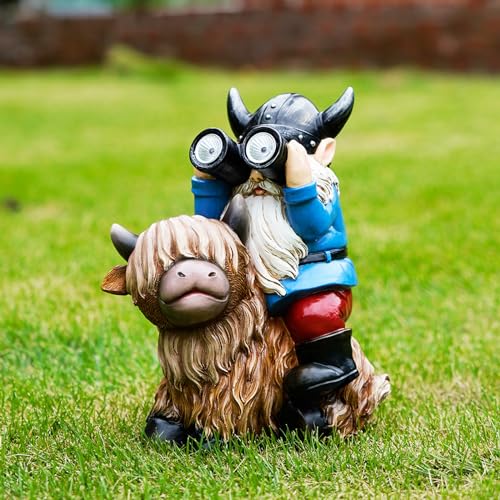 Garden-Gnome-Statues-Resin-Gnome-Sitting-on-Highland-Cow-Solar-Lights-Outdoor-Telescope-Gnome-Gifts-for-Yard-Patio-Decor-Cow-Gnome