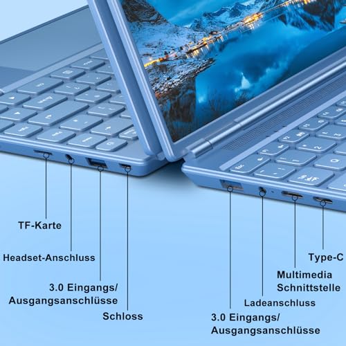 AOCWEI Laptop 14 Zoll 8GB+256GB SSD Erweiterbar 1 TB SSD, Notebook mit Celeron N5095 (bis zu 2,9 GHz), Kühlgebläse 1920x1200 2K FHD Extrem Schmale Lünette Bildschirm Multifunktionales-Blue – Bild 7
