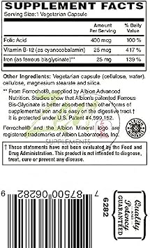 Easy Iron 25 Mg - Red Blood Cell Supplement - Easy on The Stomach - for Sensitive Stomachs, Non-Constipating 90-Vegcaps