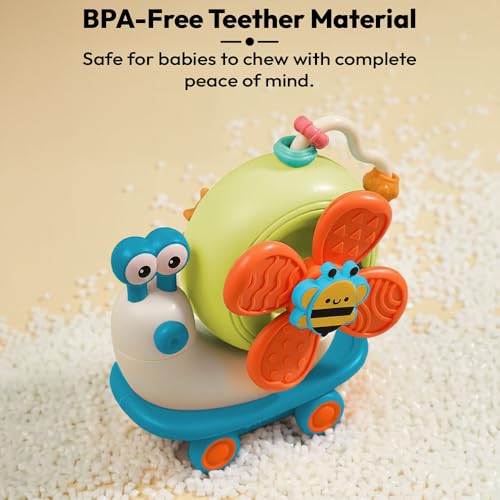 Image of StarAndDaisy Orapple Spinster Toy for Baby 5-in-1 Suction Spinner, Rattle, Friction Car, Windmill & Sensory Play / BPA-Free, Safe & Durable / Interactive Learning Toys for 6+ Months Kids