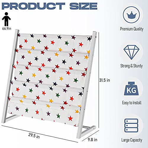 Jolensoy Kids Sling Bookshelf, White Toy Storage Book Rack Organizer For Playroom, Children’s Room, Reading Nook, Nursery (Metal: 29.5" L) #TOP2