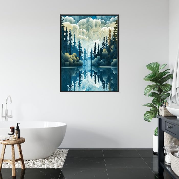 Décoration murale moderne forêt et lac Wallero 60x80 - 5