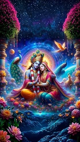 Image of Digital Printed God Curtains for Poojaroom /Temple Curtain for Home, Mandir Parde 4x7 feet Set of 1, Door Parde