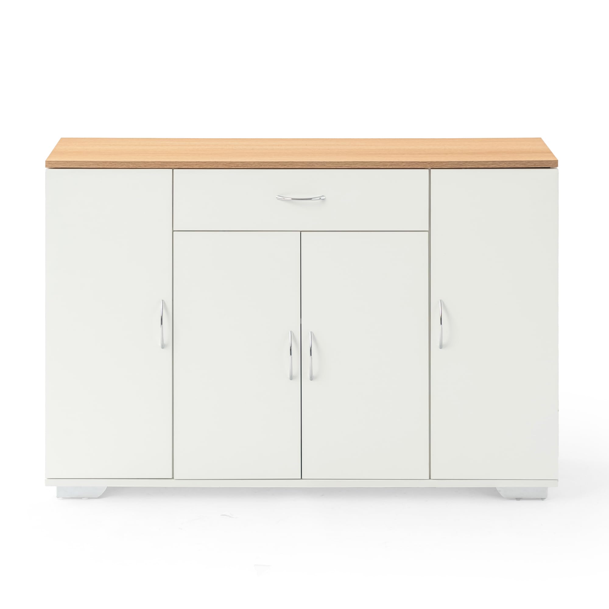 HOMYLIN Kinderkleiderschrank mit Eichenholzplatte, 1 Schublade und doppellagigen Fächern, MDF-Leinenstruktur mit verstellbaren Regalen, Weiß