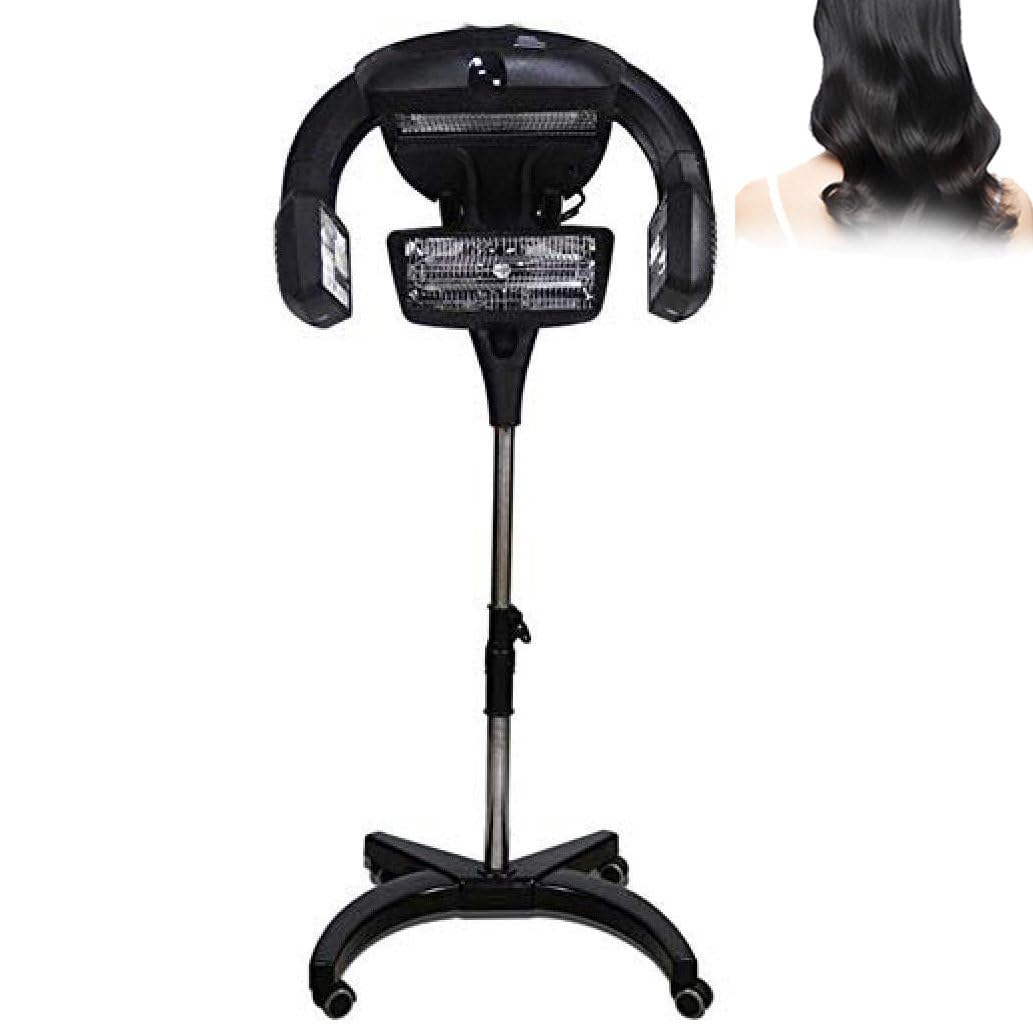 Supporto da Pavimento per Parrucchiere, Cuffia per Asciugacapelli, con Supporto, Gamma di Temperature 0-80 °C, per Parrucchieri, Saloni E Saloni di Bellezza BStandingBlack