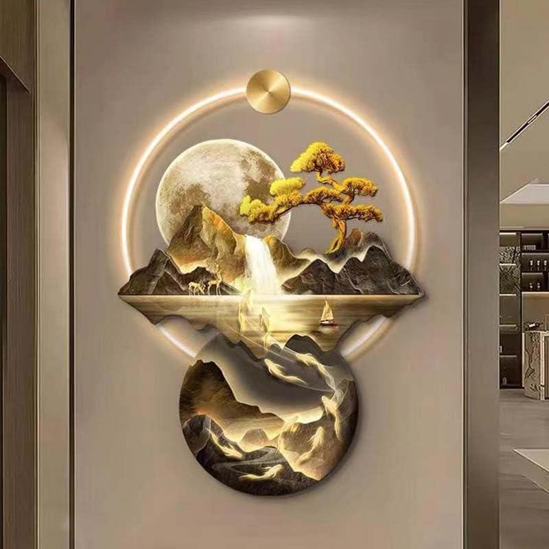 3D-LED-Wandkunst-Dekor, großes beleuchtetes Gemälde, Plug-in-Hängekunst für Wohnzimmer, Eingang, Korridor