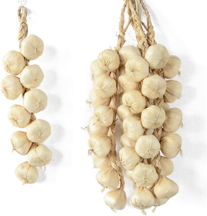 5pack Artificial Garlic String, Simulation Artificial Lifelike Fake Vegetable Photography Props Home Kitchen Harvest Decoration (White Garlic, 5pcs)