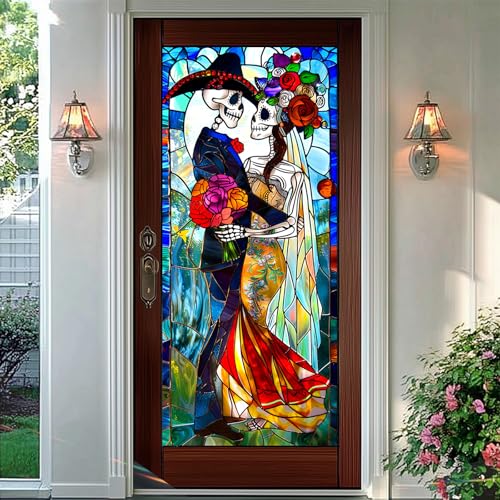 Vinilo decorativo de ventana HOMETITUTE Día de Muertos 17.7x39.3 pulg miniatura 6