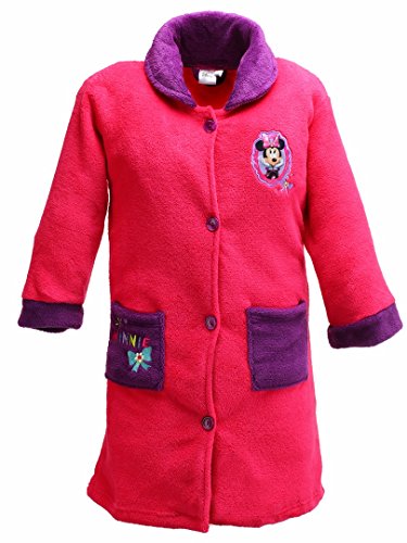 Disney Minnie Mouse - Albornoz para niños (98 cm, 2 a 3 años) Blanco fucsia 98 cm, 2-3 Años