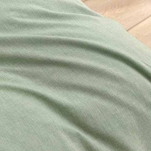 Image of BESTOUCH Cotton Solid Duvet Cover Set Linen Feel Green Full | 100% Washed Cotton, Soft Wrinkle Texture, Hidden Zipper, 8 Ties, Breathable Lightweight Durable Comfy, 3 Pcs No Insert