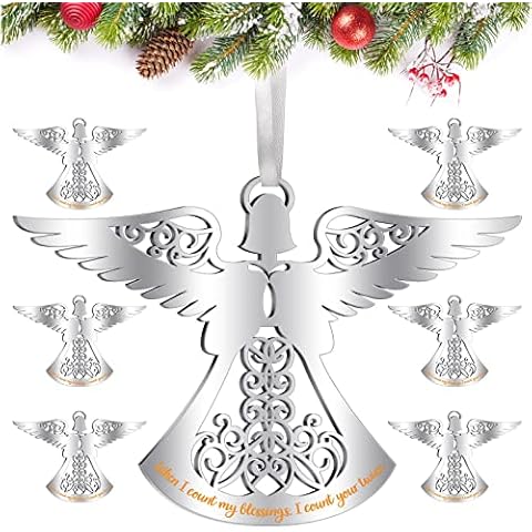 6 Pieces Christmas Angel Ornaments Christmas Blessing Gift for Woman Metal Christmas Angel Ornament for Christmas Tree Christmas Hanging Ornament for Xmas Party Decoration Cover