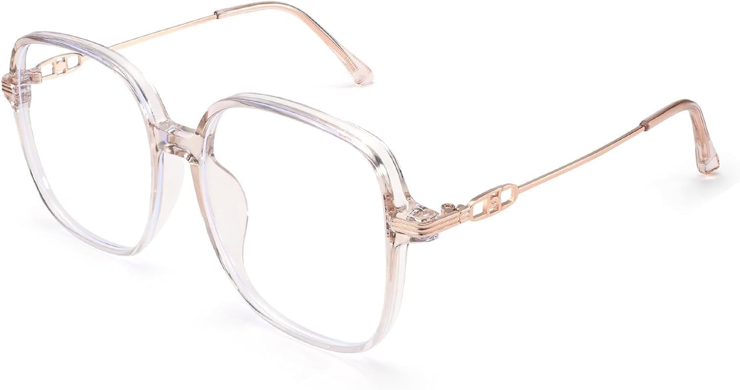 Dollger Oversized Square Blue Light Blocking Glasses for Women Men Trendy Big Large Anti Bluelight Blocker Glasses Computer