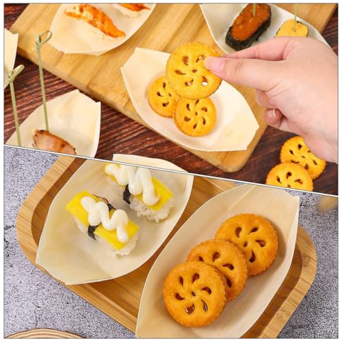 200 platos desechables pequeños de madera para sushi miniatura 3