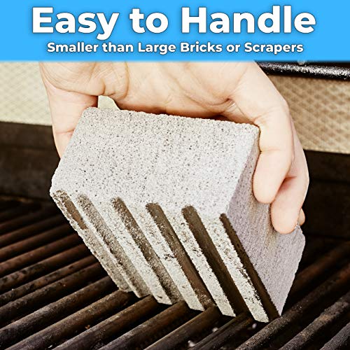 Heavy Duty, Non-Toxic Grey Grill Brick Cleaner 4 Pack. Reusable Chemical Free Bbq Pumice Cleaning Block For Flattops, Grills And Griddles. Non Scratch Grillstone Is The Perfect Barbecue Scouring Tool #TOP5