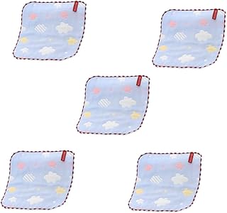 ifundom Juego de 5 Toallas de Tejido de Gofre Toallas Cuadradas Pequeñas de Algodón para Niños Y Niñas Absorbentes