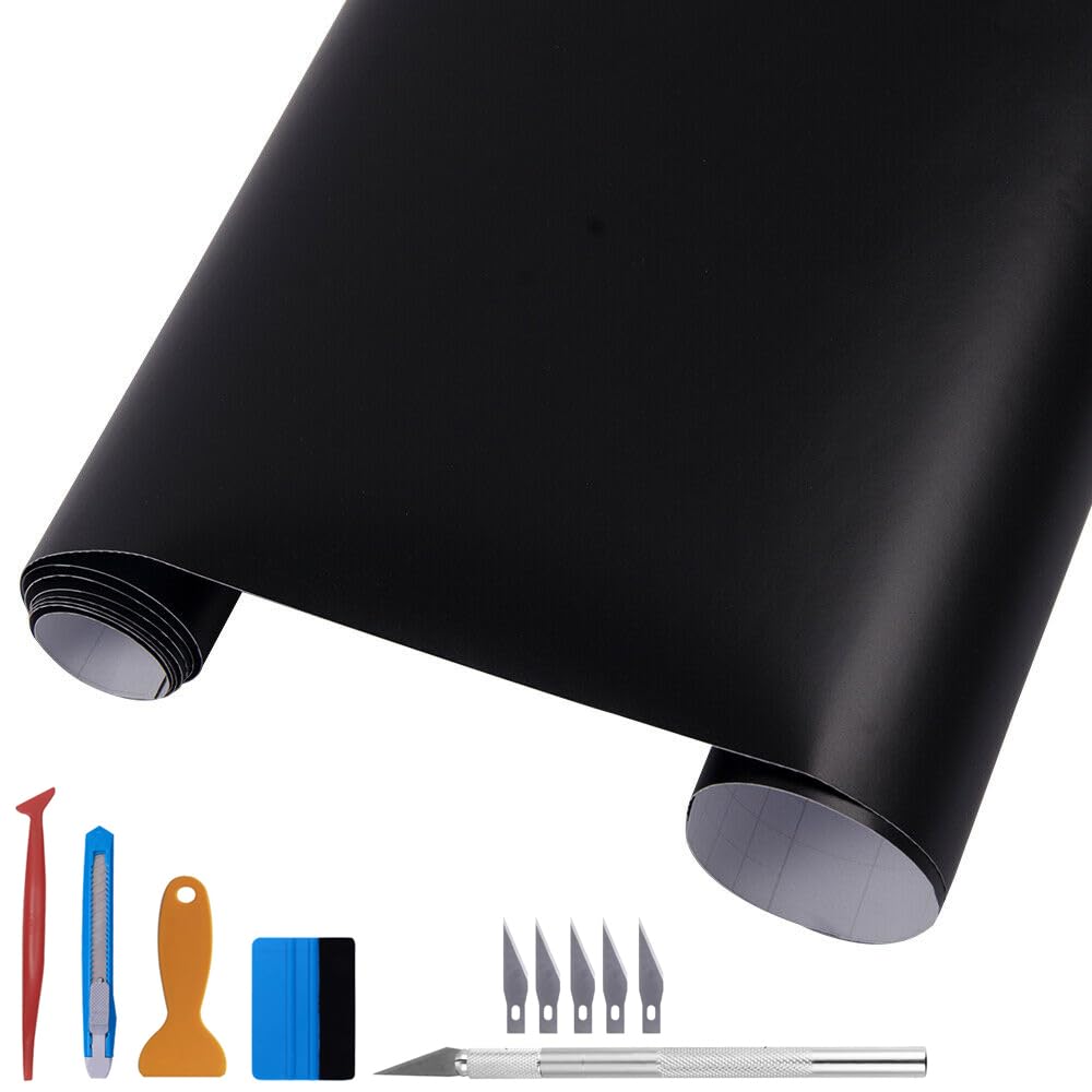 Photo 1 of LZLRUN Matte Black Vinyl Wrap Self Adhesive Air Release Bubble - Outdoor Rated for Automotive Use - 3ft x 10ft Knife + Hand Tool`