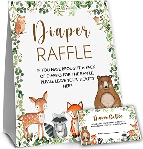Yuzioey Woodland Greeting Card - Diaper Raffle Tickets...